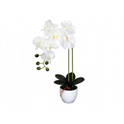 Orhidee artificială în ghiveci 7 flori, 55 cm, alb