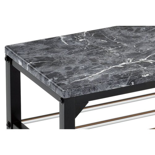 Pantofar/taburet 2 nivele Black marble, 77 x 29 x 42 cm