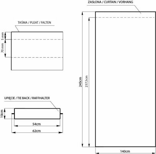 Restilo Draperie Blackout Oxford Pleat mov, 140 x 245 cm