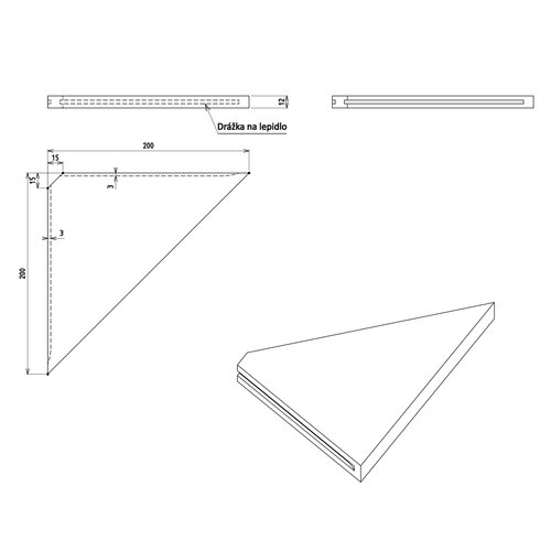 SAPHO AE200-0101 Abeline rohová polica rockstone 20 x 20 cm, biela mat