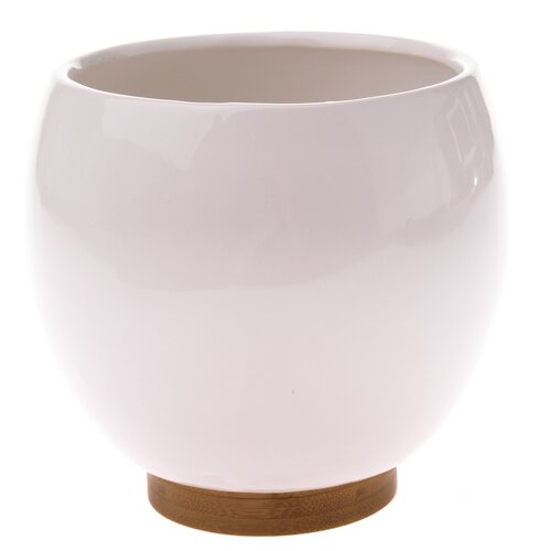 Ghiveci ceramic pentru flori Ball alb, 15 x 14,5cm