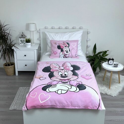 Jerry Fabrics Detské bavlnené obliečky do postieľky Minnie Powder pink