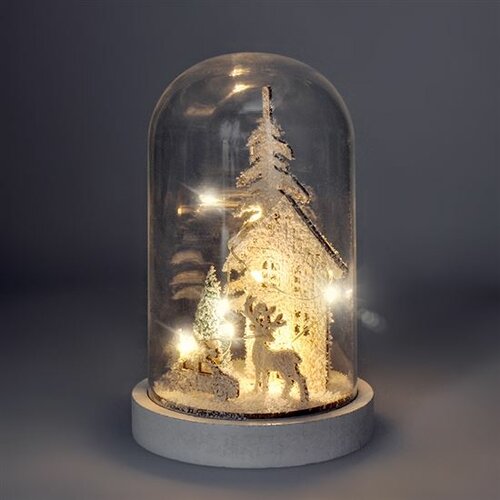 Fotografie Solight LED vánoční Zasněžený domek, bílá, 18cm, 10x LED, 2x AA