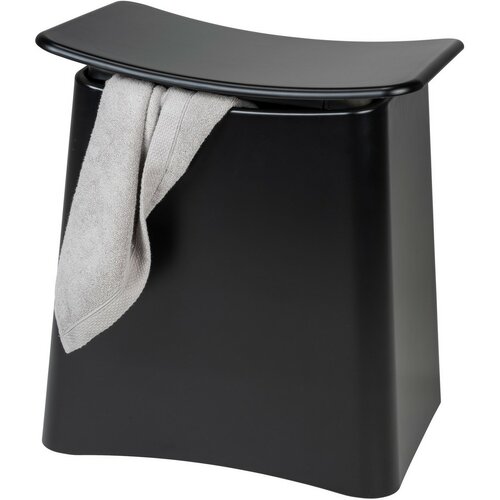 Wenko Badezimmerhocker mit Stauraum für Wäsche Wing, schwarz, 45 × 33 × 48 cm