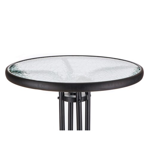 Masă din metal cu blat de sticlă, diam. 60 cm