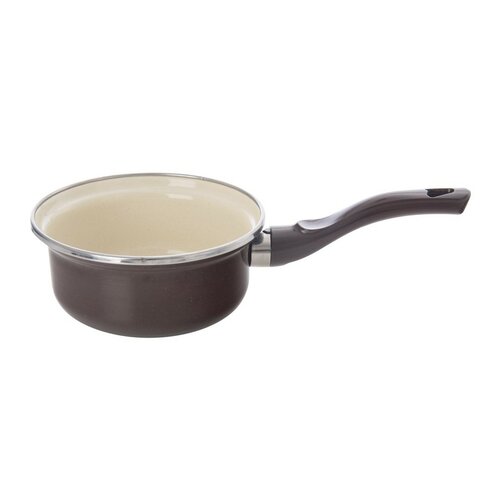 Orion Emaille-Kasserolle mit Rand Braun, Durchmesser 14 cm