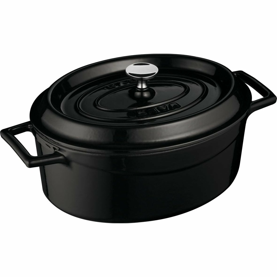 LAVA Metal Oală ovală din fontă neagră, 4,8 l,diametru 29 cm