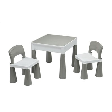 New Baby Kinderset mit Tisch und Stühlen, 3-teilig, grau-weiß