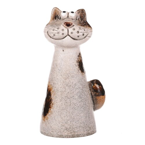 Keramische Zaundekoration Katze, 10 x 18 x 9 cmbeige,