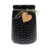 Vază din ceramică Wood heart negru, 12 x 17,5 cm
