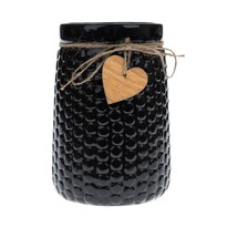 Keramická váza Wood heart černá, 12 x 17,5 cm