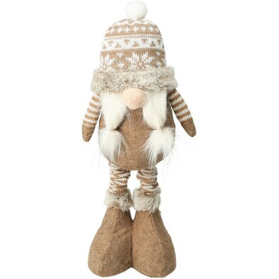 Stojący krasnal świąteczny Dora, teleskopowe nogi, 48 cm, jasnobrązowy