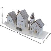 Decorațiune LED din lemn Trei case , 44 x 15,8x 13,5 cm