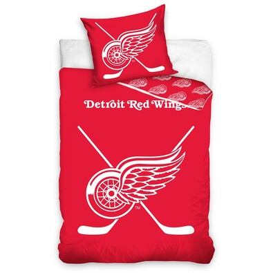BedTex Bavlnené svietiace obliečky NHL Detroit Red Wings, 140 x 200 cm, 70 x 90 cm