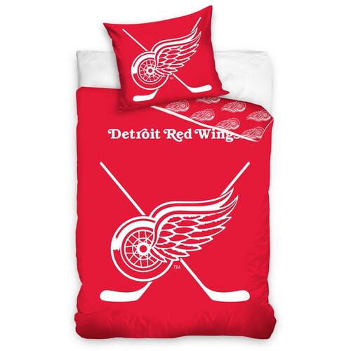 Lenjerie de pat luminoasă NHL Detroit Red Wings, bumbac, 140 x 200 cm, 70 x 90 cm