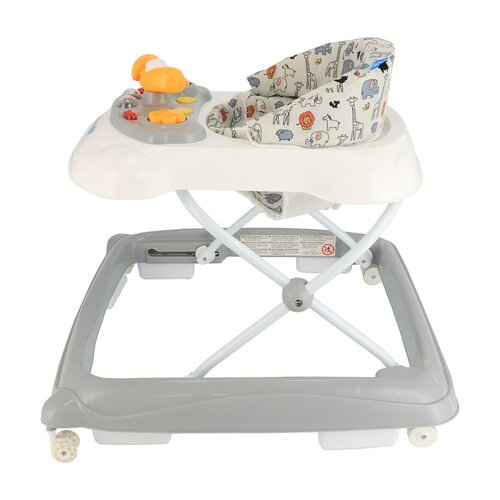 Baby Mix Walker pentru copii cu volan și roți dinsilicon, gri, 50 x 44 x 50 cm