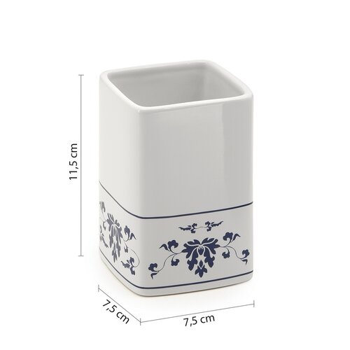 GEDY CX9889 Cixi sklenka na postavení, porcelán, bílá/modrá