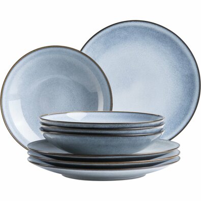 Mäser Set de farfurii adânci și plate, 8 bucăți SMOKY'S – albastru