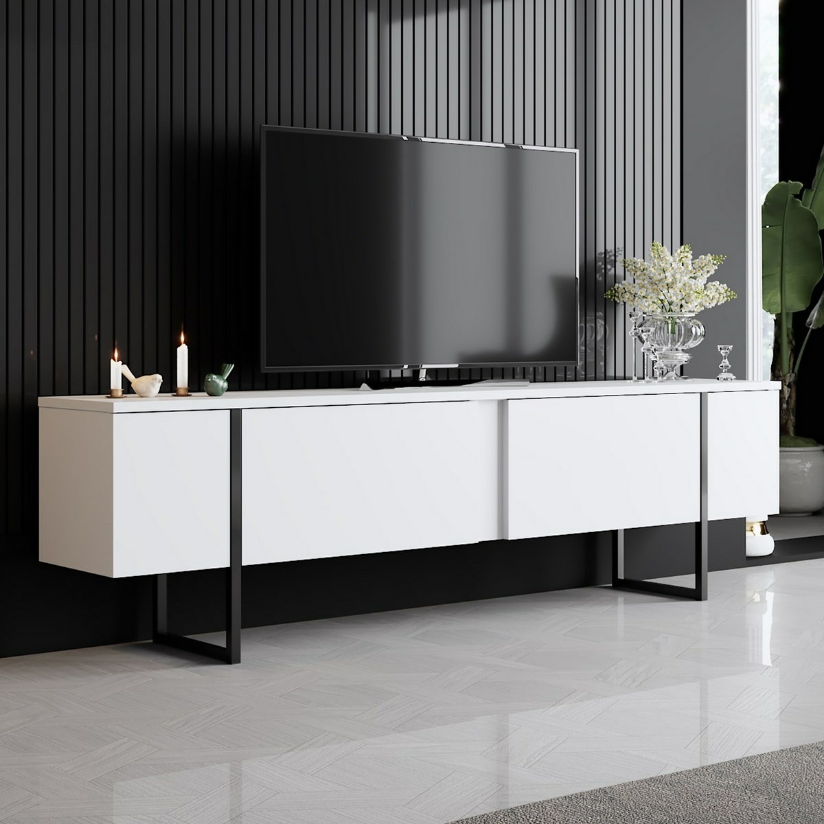 Televízny stolík Luxe White and Black