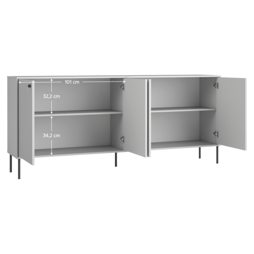 Komoda ARIS 4D, šedá