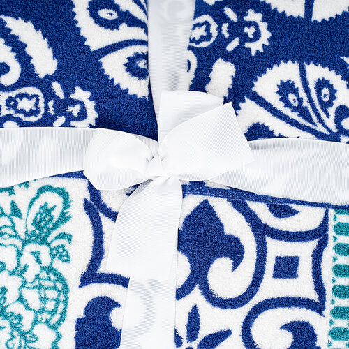 4Home Ovčja odeja Flowers modra, 150 x 200 cm