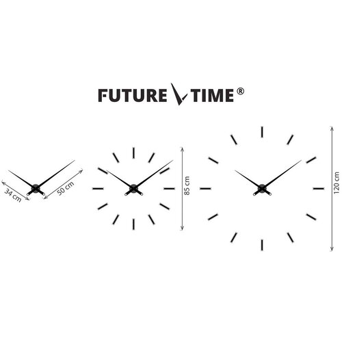 Ceas de perete Future Time FT9100SI Modular chrome, de design, autoadeziv, diam. 85 cm