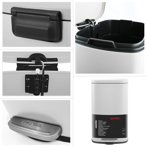 Coș de gunoi cu pedală soft-close Spirella Akira 50 l, alb mat