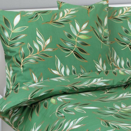 Lenjerie de pat din bumbac List verde, 140 x 200cm, 70 x 90 cm