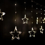 Kültéri fényfüggöny Stars, 200x60cm, LED, fehérfény, időzítő, 8 funkció, elemes