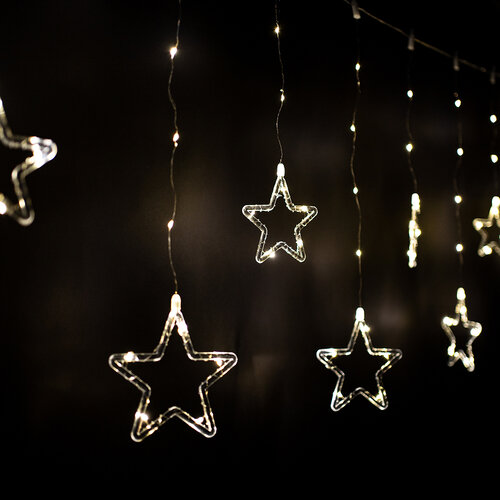 Kurtyna świetlna zewnętrzna Stars, 200 x 60 cm, LED, ciepła biała, timer, 8 funkcji, na baterie