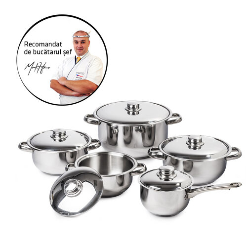 Set oale inox cu capac inox 4Home Destiny, 10 pies