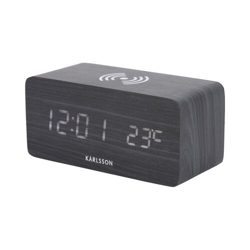 Ceas cu alarmă Karlsson 5933BK cu LED / ceas cuîncărcare 15 cm, negru