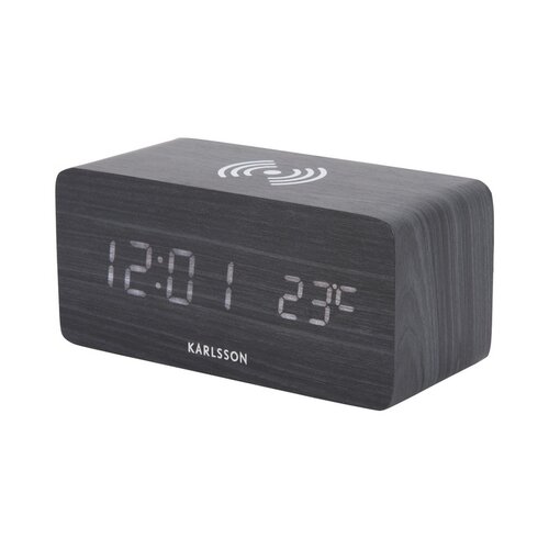 Karlsson 5933BK LED-es ébresztőóra/óra töltéssel15 cm , fekete
