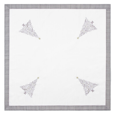 Față de masă Pom de Crăciun, Ornament gri, 85 x 85 cm