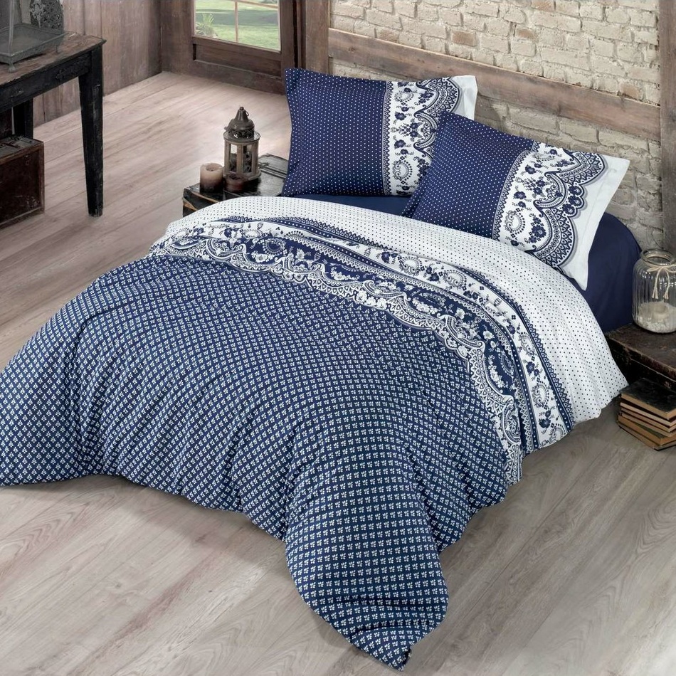 Lenjerie de pat din bumbac Canzone albastră, 240 x 200 cm, 2 buc. 70 x 90 cm, 240 x 200 cm, 2 buc. 70 x 90 cm