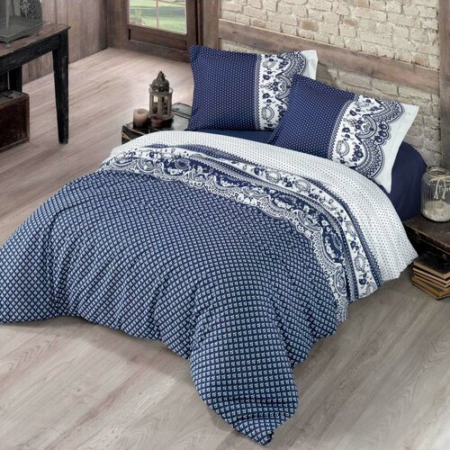 Lenjerie de pat din bumbac Canzone albastră, 240 x 200 cm, 2 buc. 70 x 90 cm