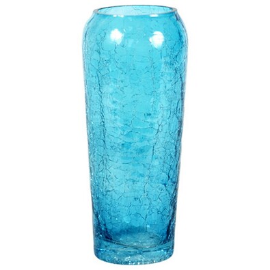 Váza skleněná modrá 8 x 19 cm