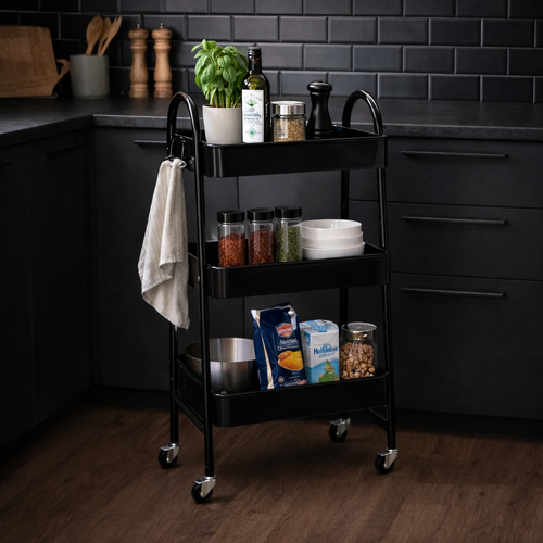 Storage Solutions Küchenwagen aus Metall, 3 Etagen, 44 x 31,5 x 79,5 cm, schwarz
