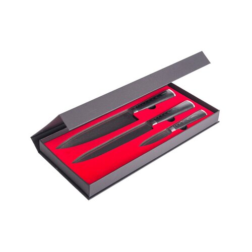 Set de cuțite G21 Damascus Premium în bloc de bambus, 3 bucăți + piatră de ascuțit