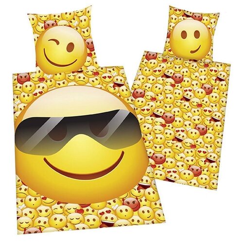 Lenjerie de bumbar  Emoji  Cool, 140 x 200 cm, 70 x 90 cm