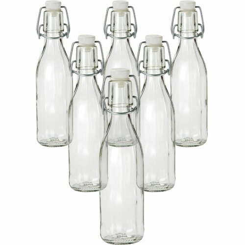 Szklana butelka z zamknięciem clip, 0,5 l, 6 szt.