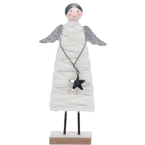 Înger de Crăciun Berenice argintiu, 23 cm