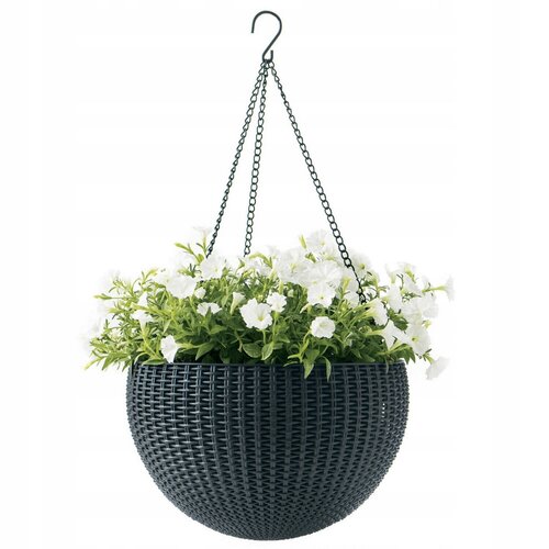 Keter Sphere felakasztható virágtartó, antracit, átmérő: 35 cm