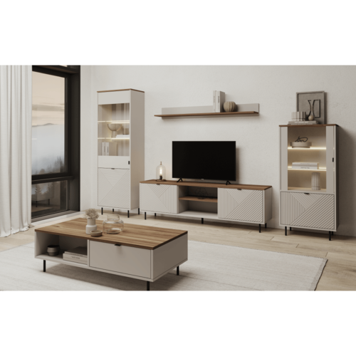 Skříňka EYCO 1D1W, kašmír/dub castello