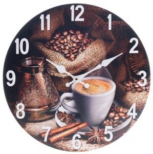 Nástenné hodiny Coffee, pr. 34 cm, drevo