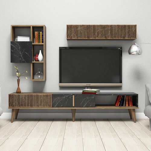 Milan Walnut and Black TV fal