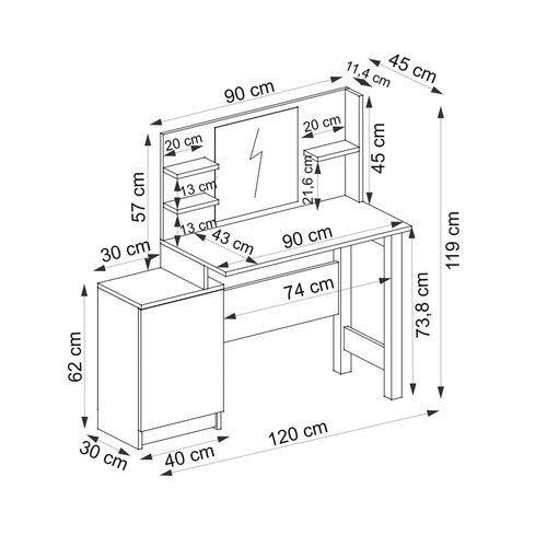 Măsuță cosmetică Jeni Anthracite