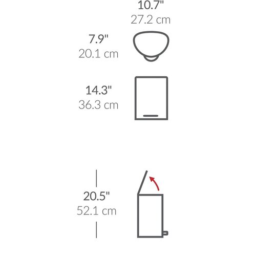 Simplehuman Pedalno smetnjak 6 l, polkrojen, belajeklo, plastika