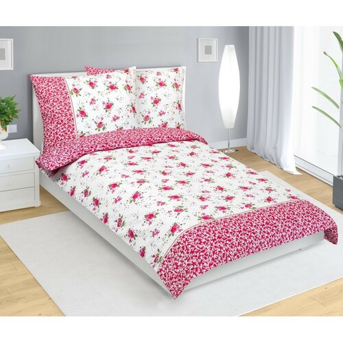 Bellatex Baumwollbettwäsche Rose rosa, 140 x 200 cm, 70 x 90 cm