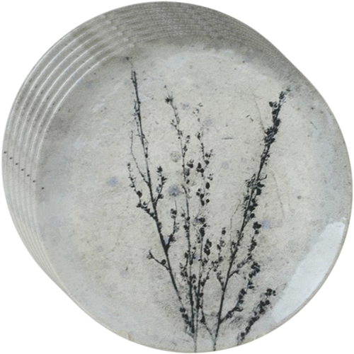 Set mit 6 Keramik-Desserttellern Stone Bloom, 20 cm